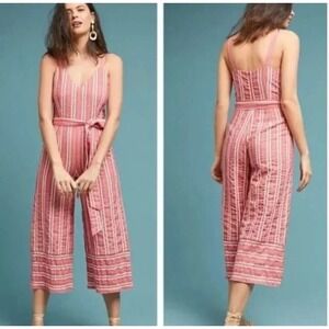 Ett:twa‎ Anthropologie Womens Robin Cropped Jumpsuit Sz XS Wide Leg Coastal Boho